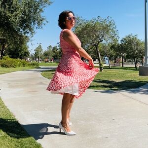 Coral Polka Dot Summer Dress